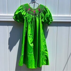 Rosalina Collections South Carolina Palmetto Smocked Puff Sleeve Dress | Size 4T